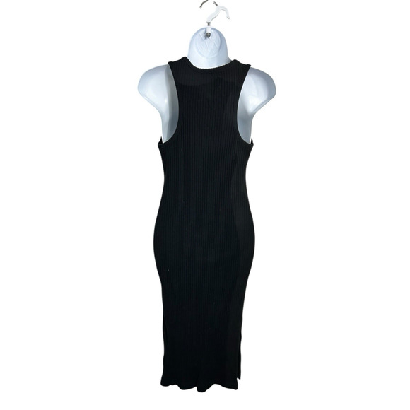 Converse Black Ribbed Fitted Midi Dress Sz Small Sleeveless V-Neck Casual - Picture 5 of 9